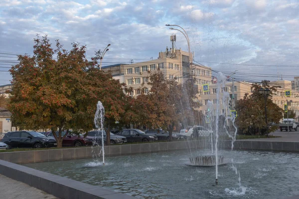 Tambov Rússia Outubro 2021 Fonte Tambov Sovetskaya Street Outono — Fotografia de Stock