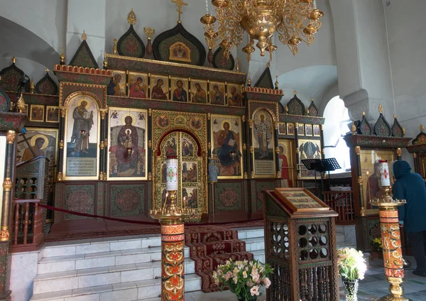 Saratov Russia October 2021 Interior Temple Honor Icon Mother God — Stock Photo, Image