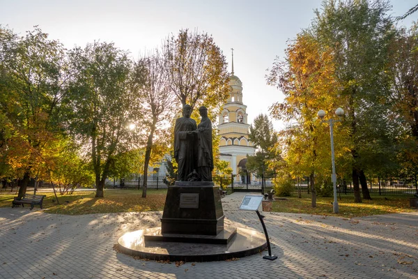 Енгельс Росія Жовтня 2021 Року Пам Ятник Святим Петру Февронії — стокове фото