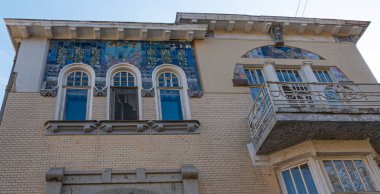 Saratov, Rusya. 13 Ekim 2021 Saratov 'daki Reinecke malikanesinin ön cephesi