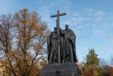 Moskova, Rusya 10 Ekim 2021 Moskova 'da Cyril ve Methodius Anıtı