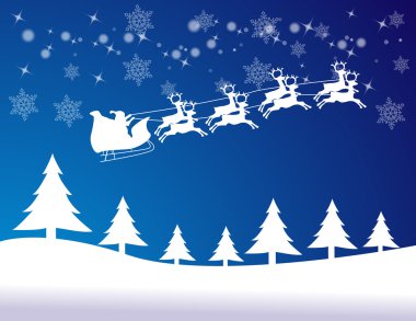 Noel Baba ve Noel reindeer uçan