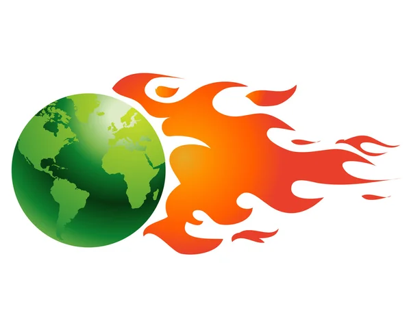 Globe with flames illustration — Stok fotoğraf