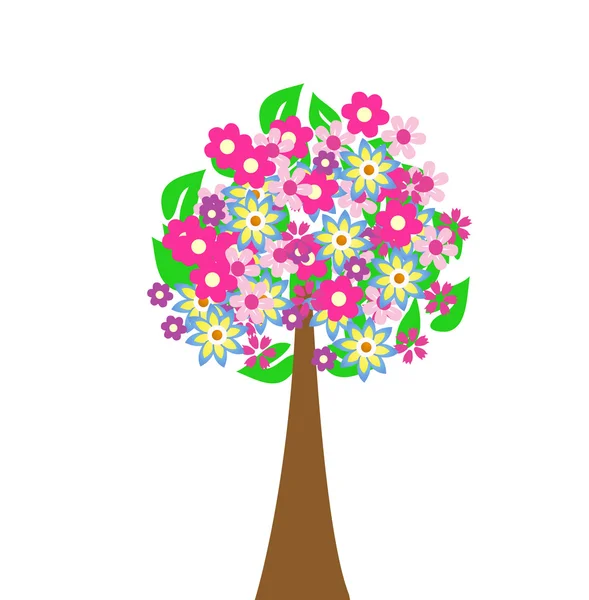 Abstract tree with flowers illustration — Stock Photo, Image