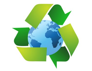 World globe with recycle signs