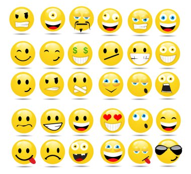  set of glossy Emoticons clipart