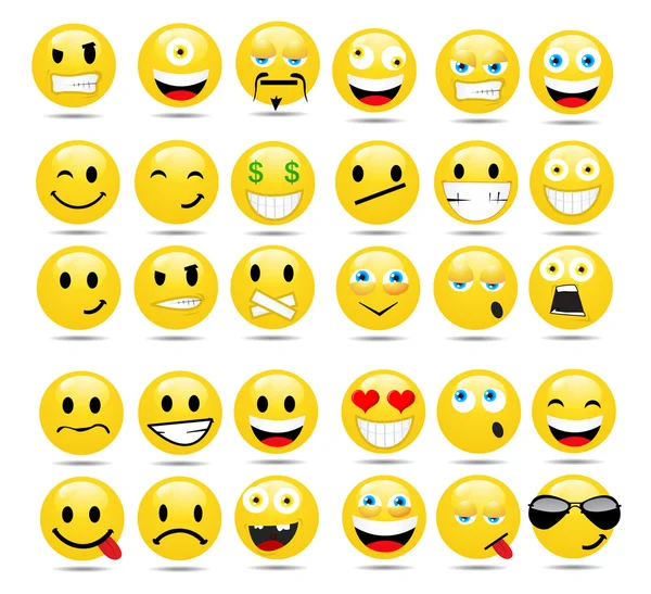 Conjunto de emoticonos brillantes — Foto de Stock