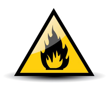 Fire warning sign on white clipart