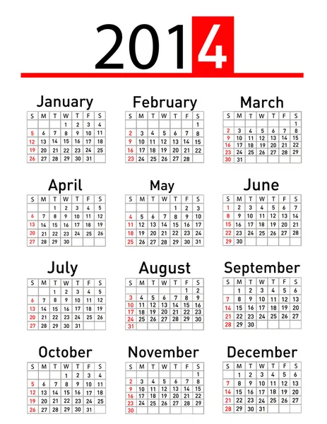 2014 カレンダー — ストック写真