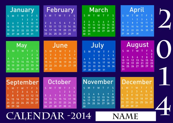 Calendario 2014 —  Fotos de Stock