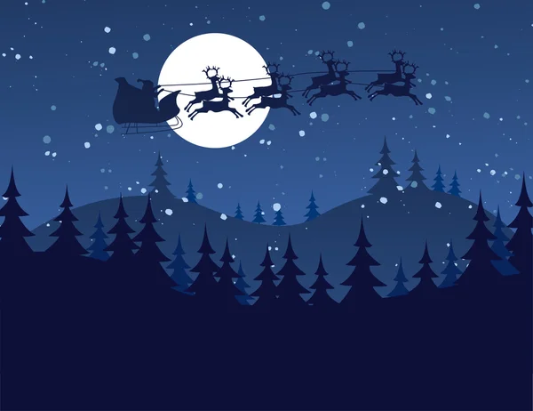 Illustration en silhouette du Père Noël volant et du renne de Noël — Photo