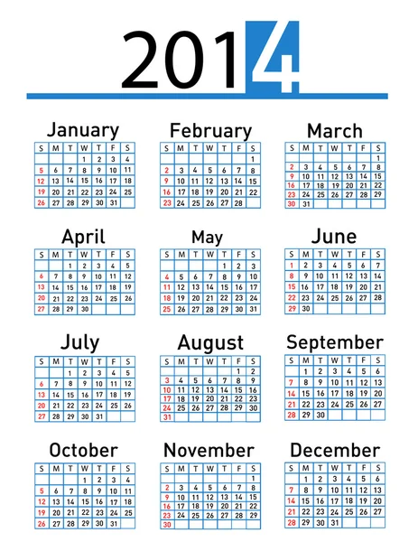 2014 calendar — Stock Photo, Image