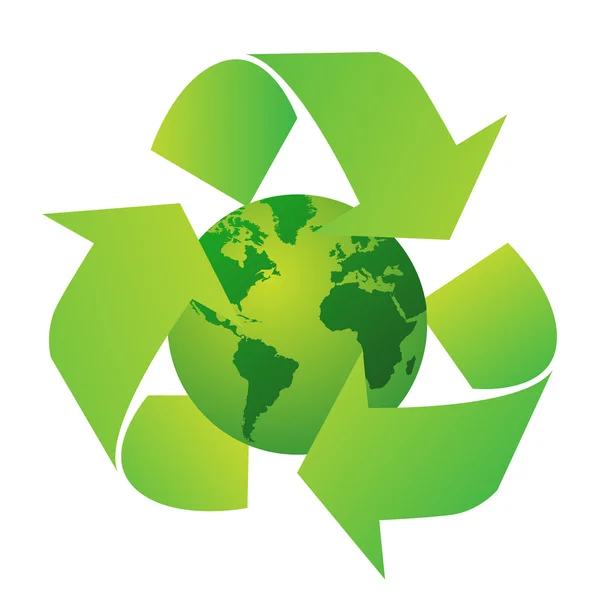 Weltkugel mit Recycling-Zeichen — Stockfoto