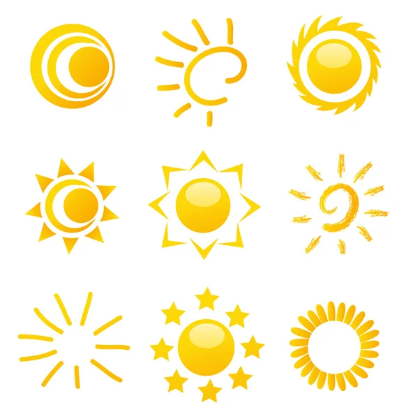 Set of glossy sun images — Stock Photo, Image