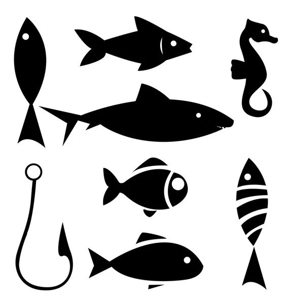 Set of sea animal and fishing icons — Stock Photo, Image