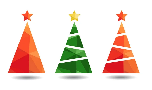 Árvores Natal Conjunto Vetor Ilustração —  Vetores de Stock
