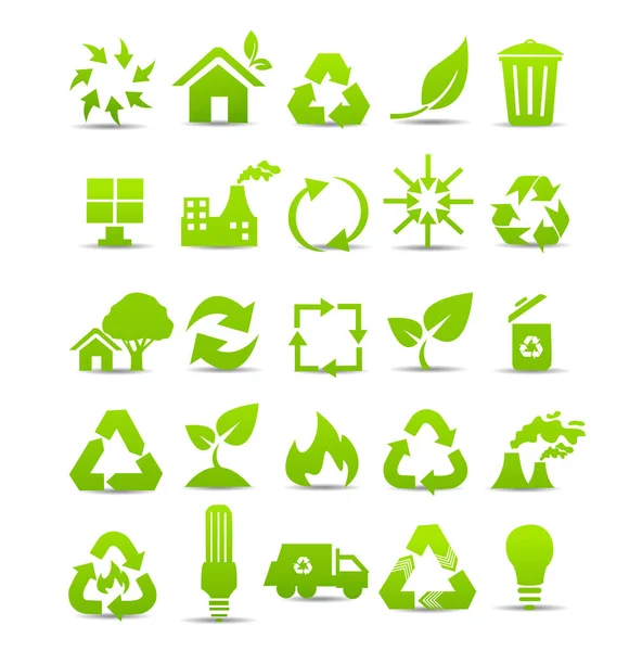 Vector Set Environmental Recycling Icons — Stock Vector