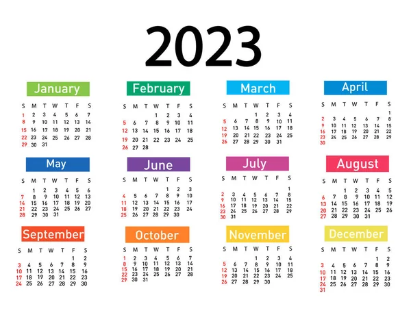 Calendar 2023 Vector Illustration — Stock Vector
