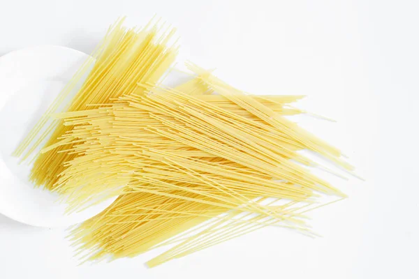 Italian Durum Wheat Spaghetti White Plate White Plate View Minimalism — Stock Photo, Image