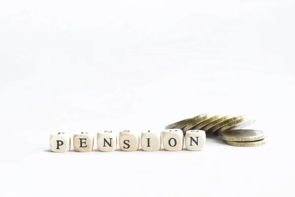 Word Pension Next Lot Small Coins Concept Calculating Size Minimum — Stock Photo, Image