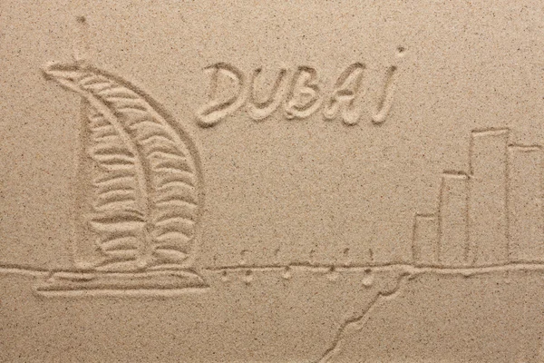 Dubai painted by in the sand — Stock Photo, Image