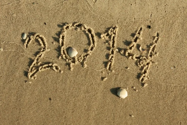 The inscription on the sand 2014 — Stock Photo, Image