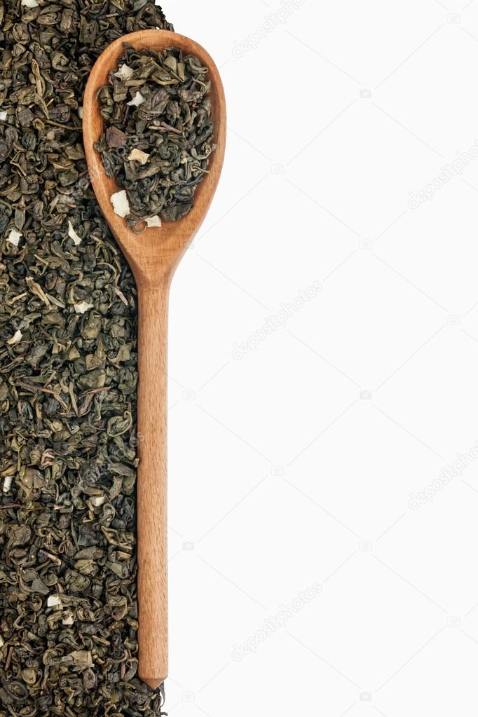 Spoon with green tea