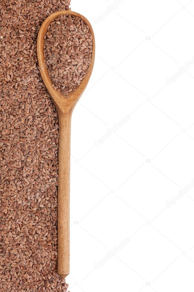 wooden spoon with flax seeds