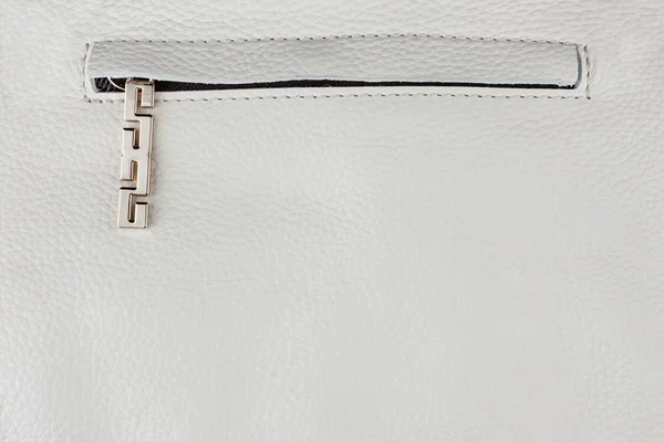 Zipper sewn into natural leather — Stock Photo, Image
