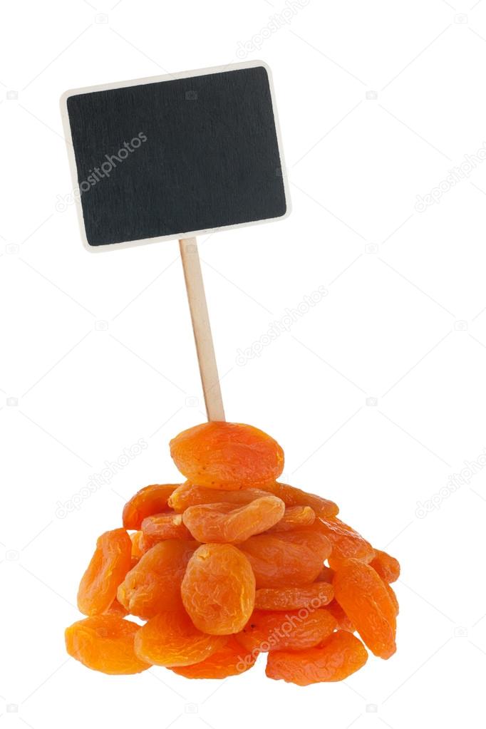 Heap of apricot with a pointer for your text