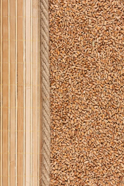 Wheat, mat and rope for the menu — Stock Photo, Image
