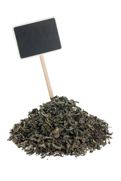 Heap of  green  tea  with a pointer for your text — Stock Photo, Image