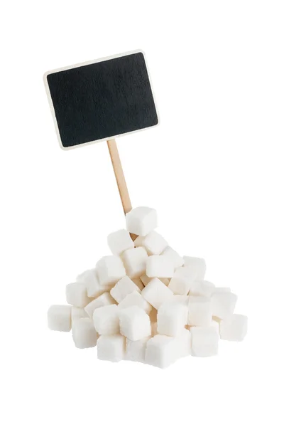 Heap of  lump sugar  with a pointer for your text — Stock Photo, Image