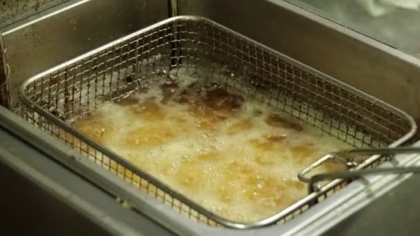 Смаження Картоплі Фрі Олії — стокове відео