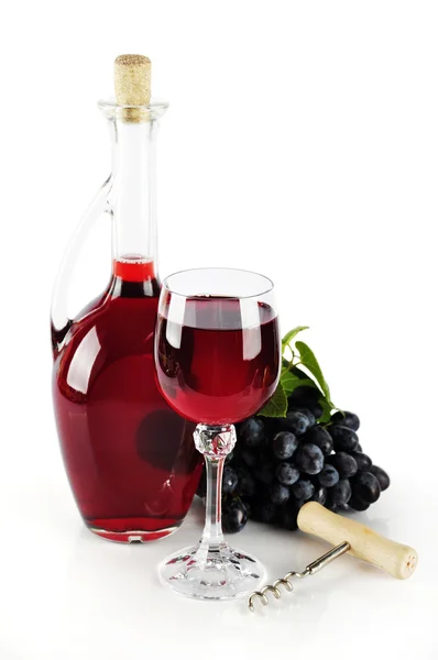 Flesje en glas met wijn — Stockfoto