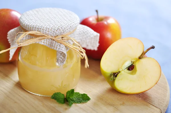 Jar of apple jam — Stock Photo, Image