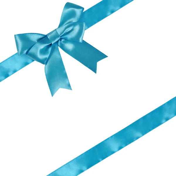 Blue ribbon with bow — Stock Photo, Image