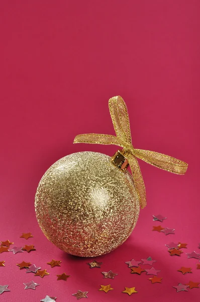 Vánoční zlaté třpytky cetka — Stock fotografie