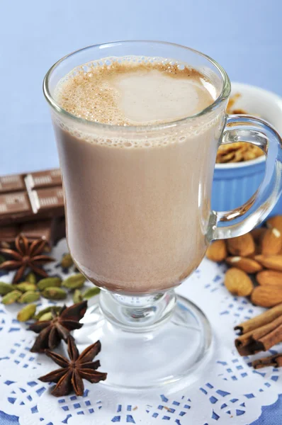 Cocoa in a glass cup — Stock Photo, Image