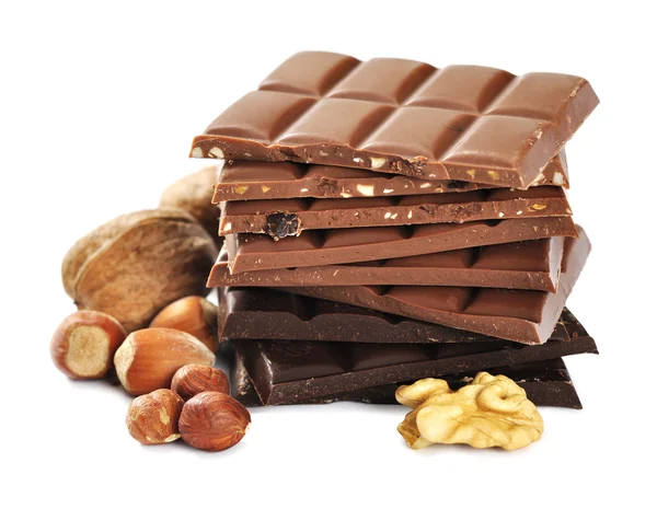 Fındık ile çeşitli çikolata — Stok fotoğraf