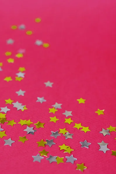 Zlatá a stříbrná hvězda konfety — Stock fotografie