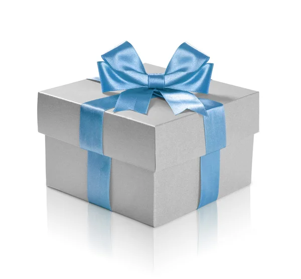 Silver gift box — Stock Photo, Image