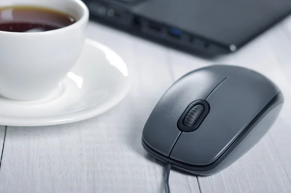 Maus und Laptop — Stockfoto