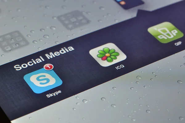 Aplicações de mídia social no Ipad — Fotografia de Stock