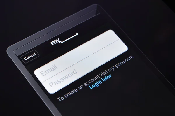 MySpace přihlašovací stránka na apple ipad — Stock fotografie