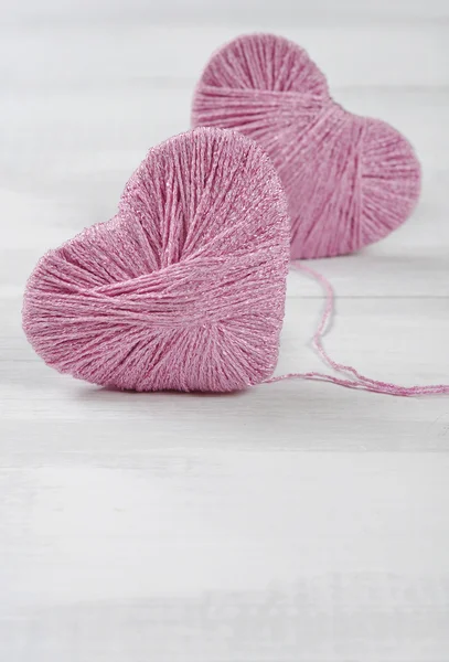 Dois corações cor de rosa — Fotografia de Stock