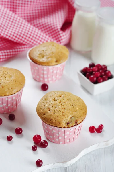 Muffins with fresh cranberries — Stock Photo, Image