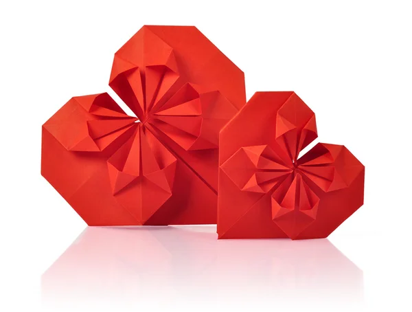 Two origami hearts — Stock Photo, Image