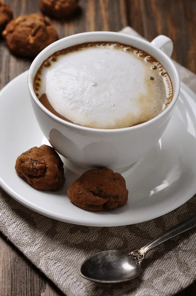 Φλιτζάνι καφέ με biscotti — Φωτογραφία Αρχείου