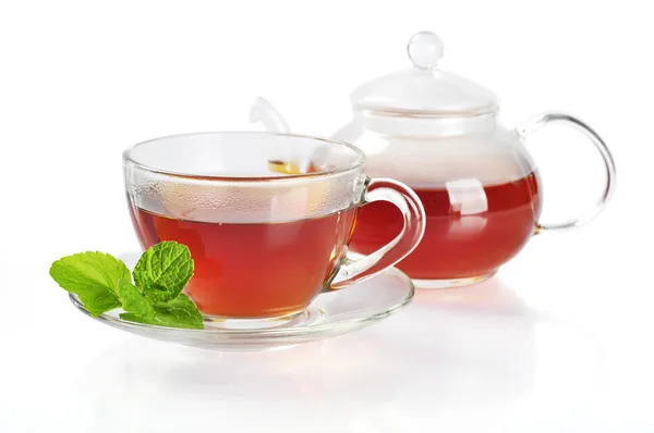 Filiżanka herbaty z czajniczek — Zdjęcie stockowe